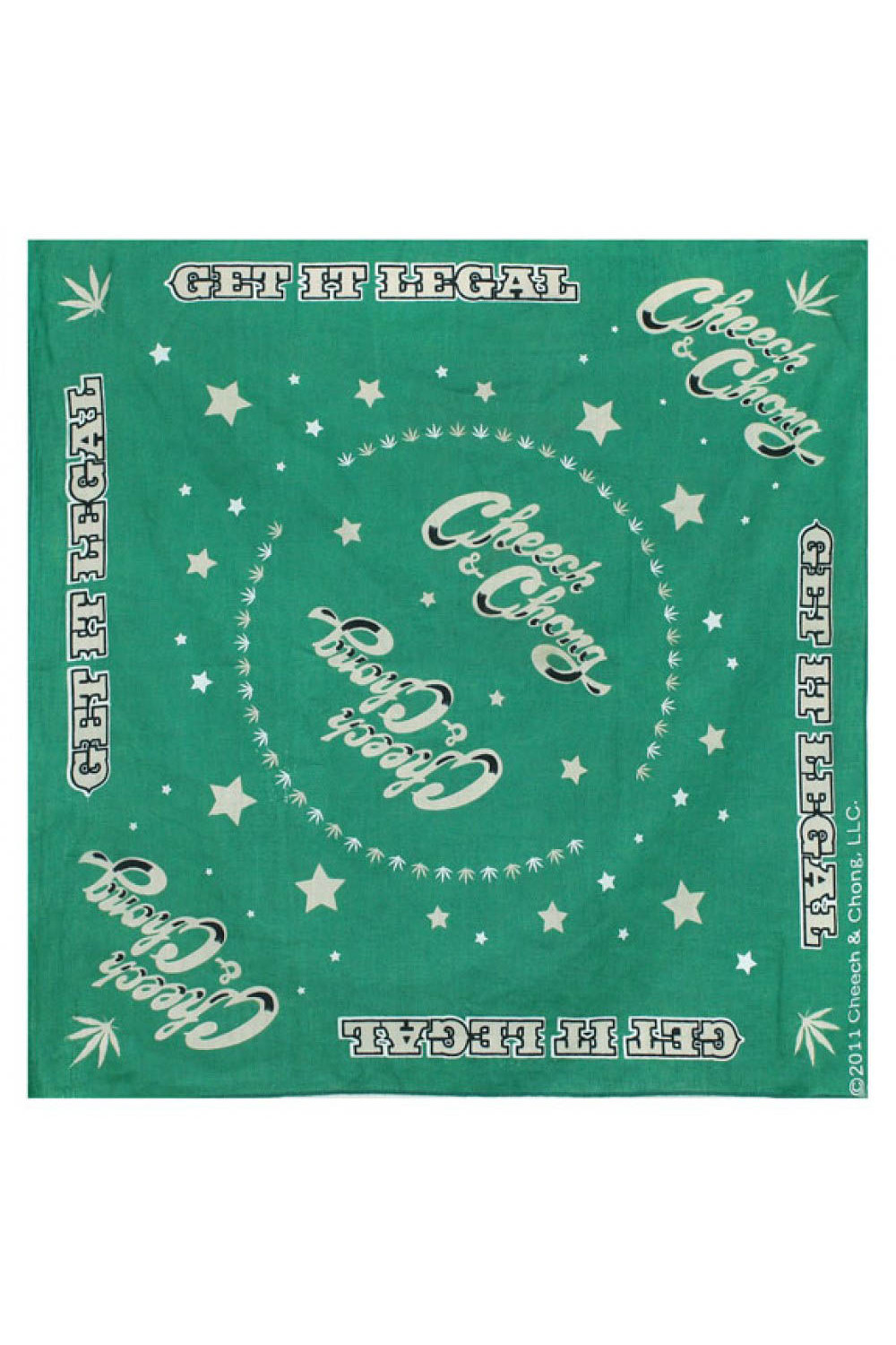 Cheech & Chong Get It Legal Bandana Green 22x22