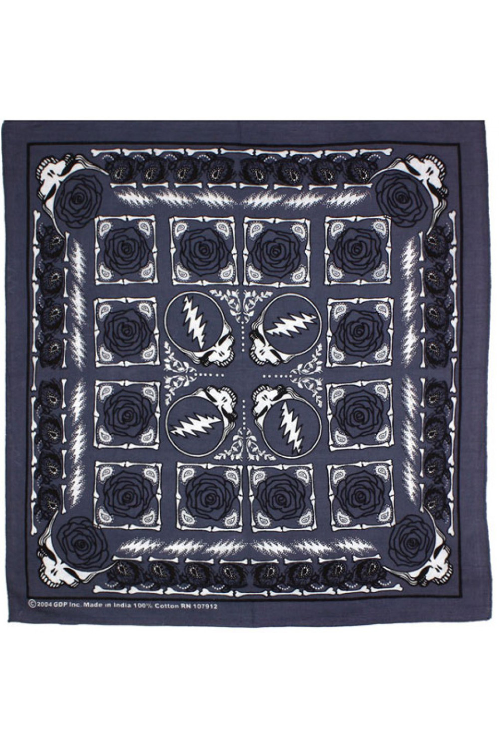 Grateful Dead SYF & Roses Bandana Grey 22x22 **RESERVE NOW FOR AUGUST DELIVERY**  
