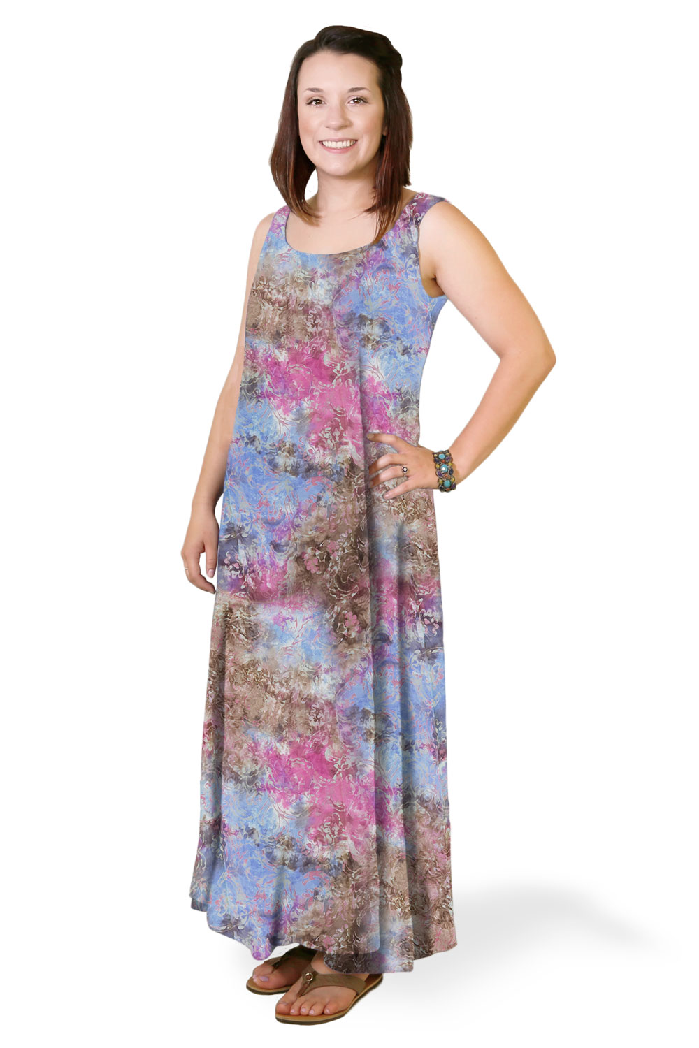 Hary Dary Long Strap Dress Pink and Blue 
