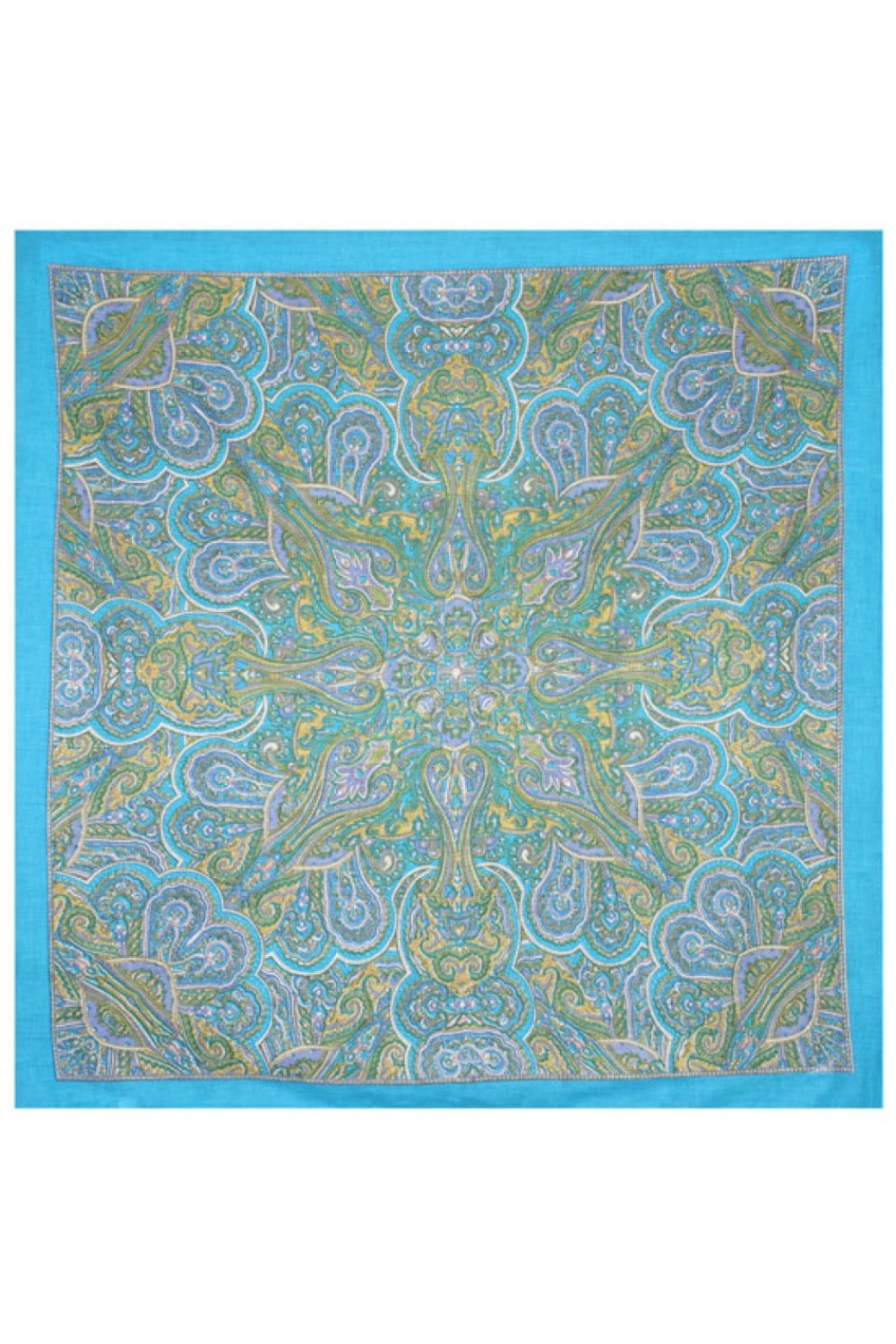 Blue Kaleidoscope Sheer Cotton Scarf 39x40