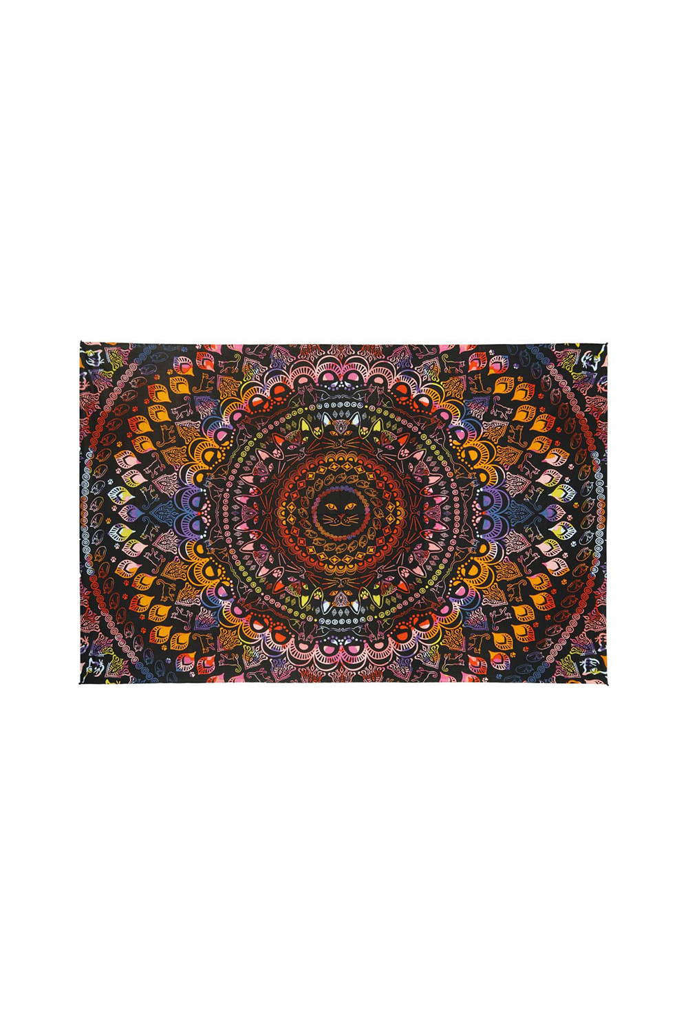 3D Colorful Cat Mandala Mini Tapestry 30x45 - Art by Dina June Toomey