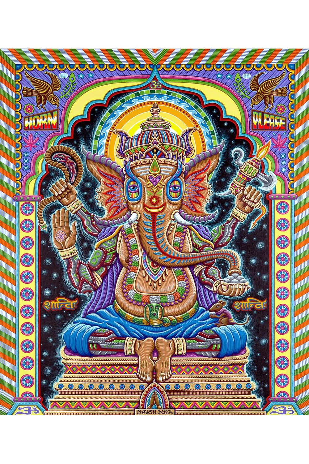 Jai Ganesha Heady Art Print Tapestry 58x71 - Artwork by Chris Dyer