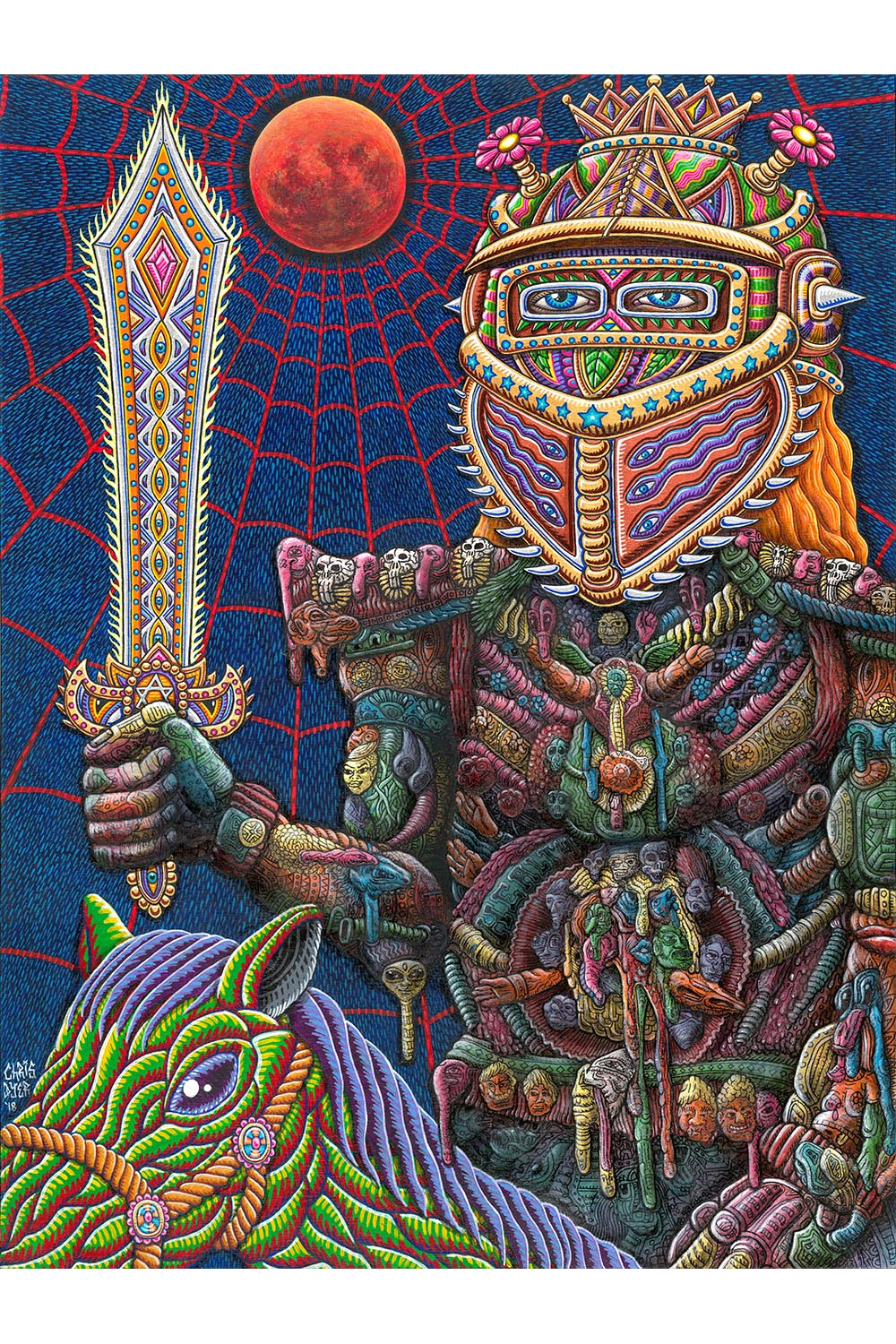 King Of Swords Heady Art Print Tapestry 58x76 - Artwork by Chris Dyer 