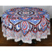 Zest For Life Round Red/Blue Mandala Tablecloth Tapestry 80" - Fringed Edge 
