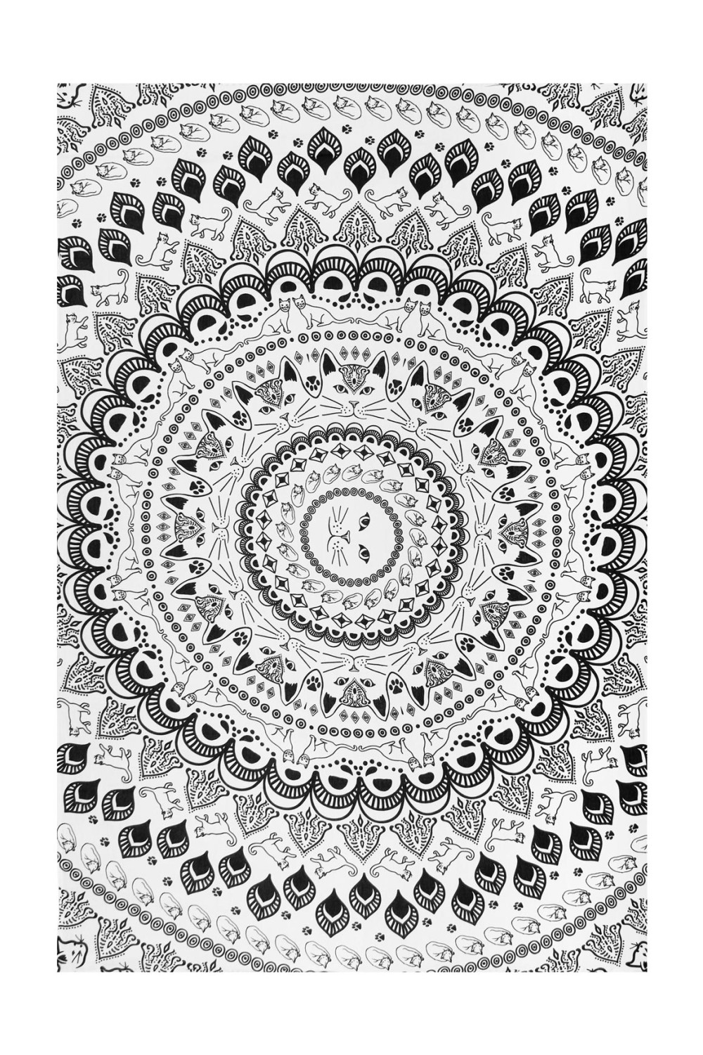 Zest For Life Cat Mandala Tapestry 52x80" - Artwork by Dina June Toomey 