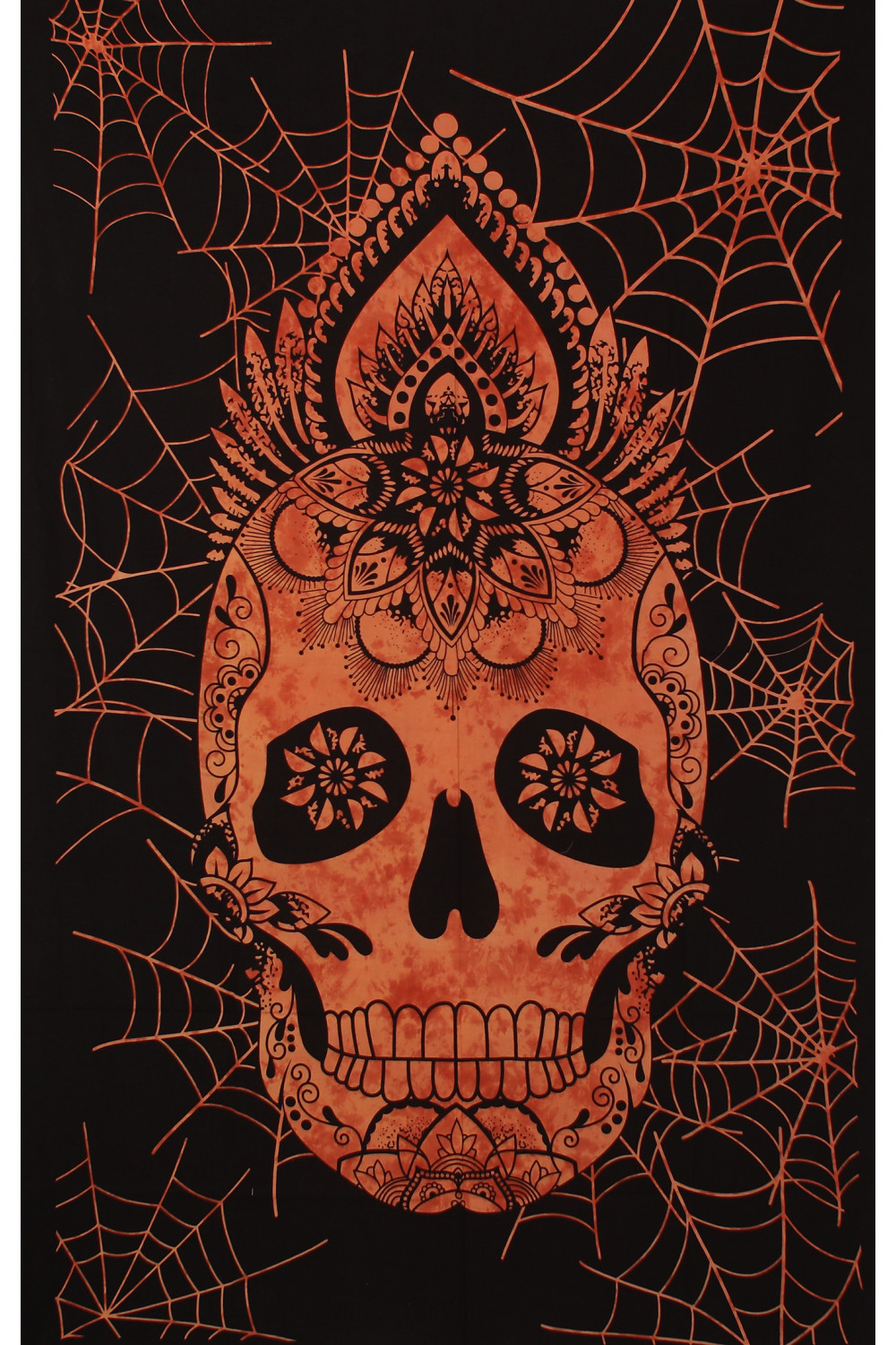 Zest For Life Tie Dye Web Skull Tapestry 52x80" 