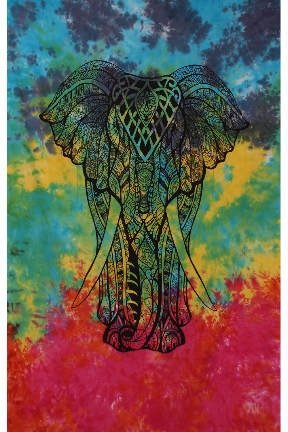 Zest For Life Tie Dye Elephant Tapestry 52x80" 