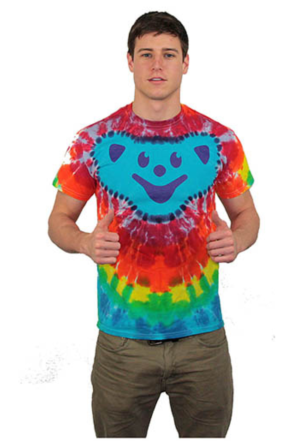Tie Dyed T-Shirt Rainbow Bear Head