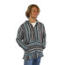 Woven Baja Style Hoodie Pullover Blue/Black (LARGE ONLY)