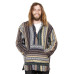 Woven Baja Style Hoodie Pullover Earth Stripe