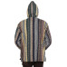 Reversible Fleece Lined Woven Baja Style Hoodie Zip Up Earth Stripe
