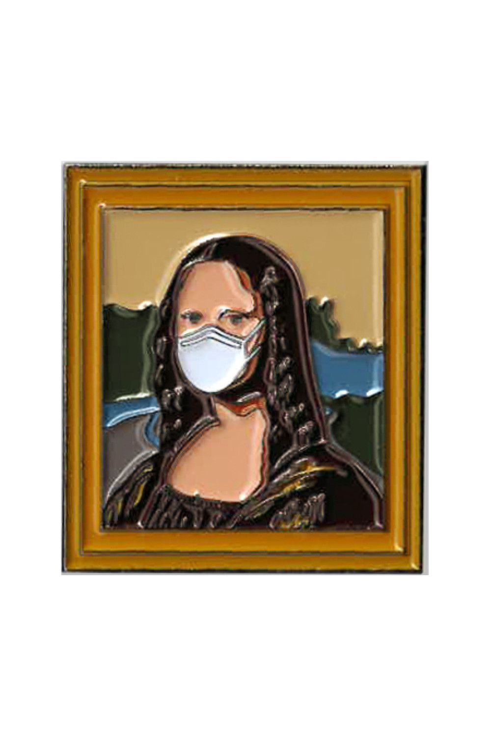 Masked Mona Lisa Enamel Pin 1.25"