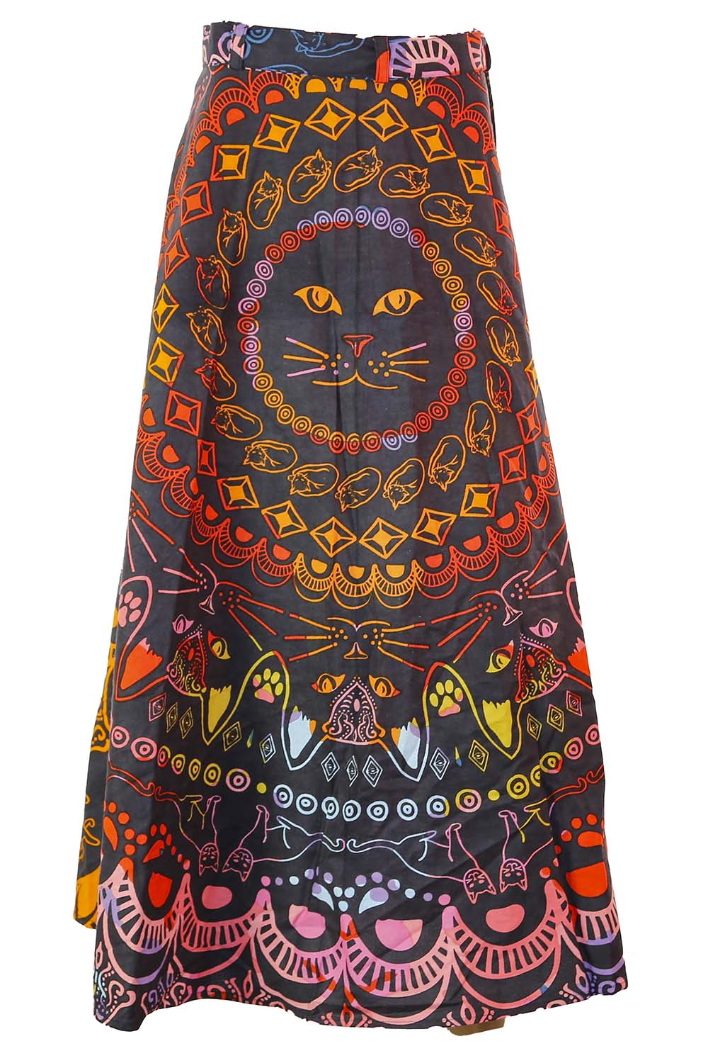 Colorful Cats Wrap Skirt with Zip Pocket