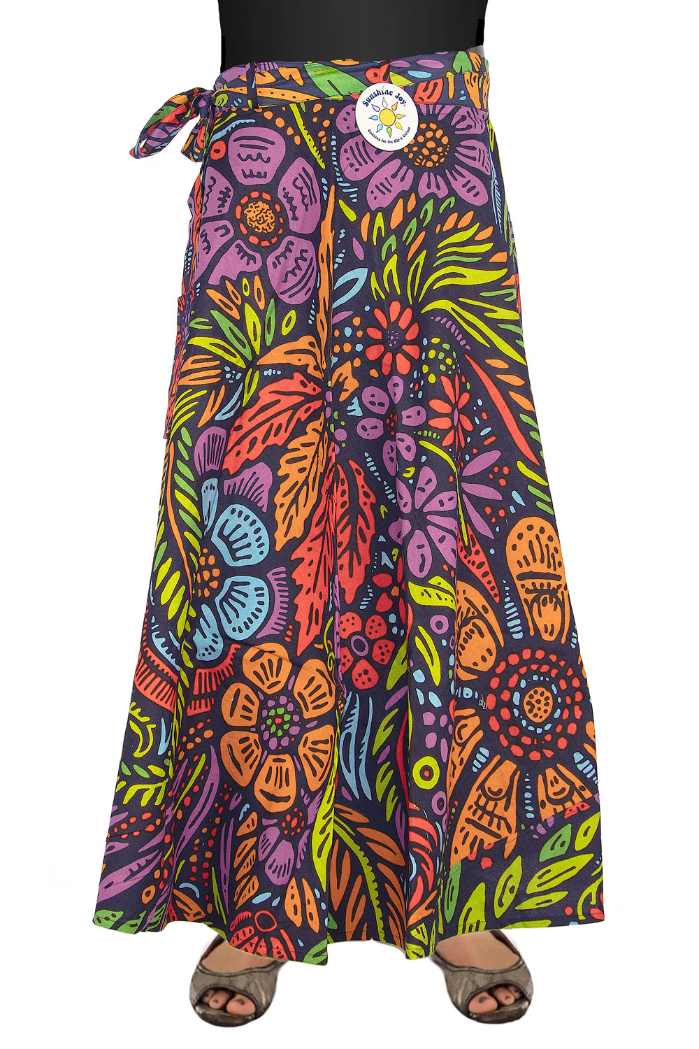 Lush Flower Wrap Skirt with Zip Pocket 