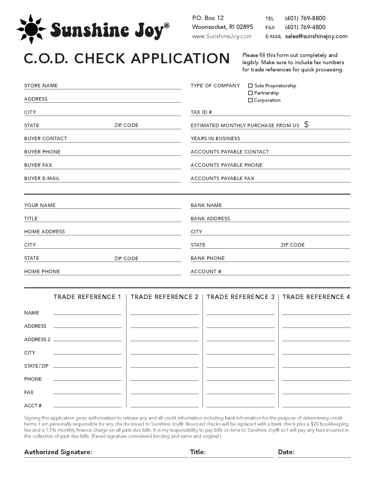COD Company Check Application Form